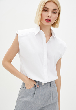 Блуза с подплечниками белая хлопок 